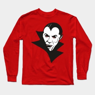 Dracula, menacing black and white illustration with red details Long Sleeve T-Shirt